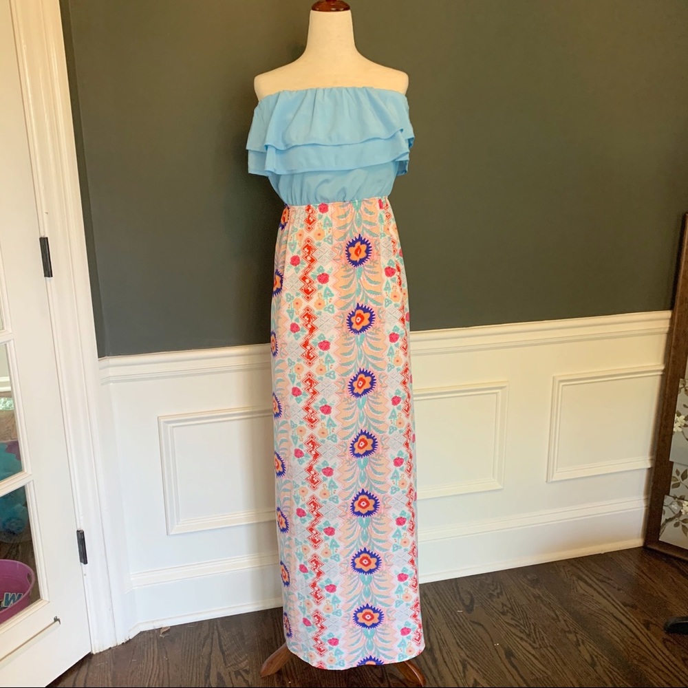 How Very Loved Strapless Maxi Dress
